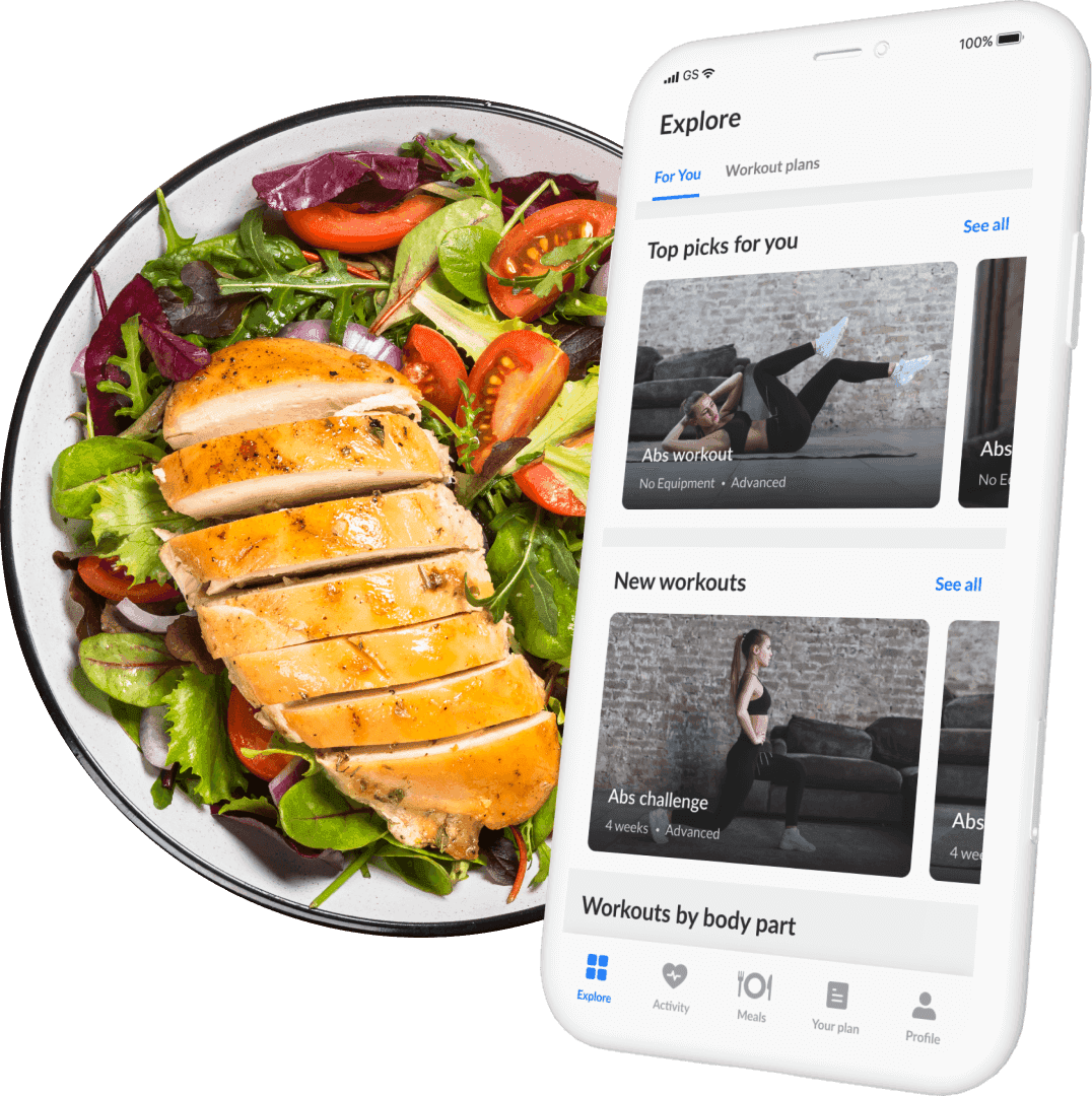 Meals and workouts app preview